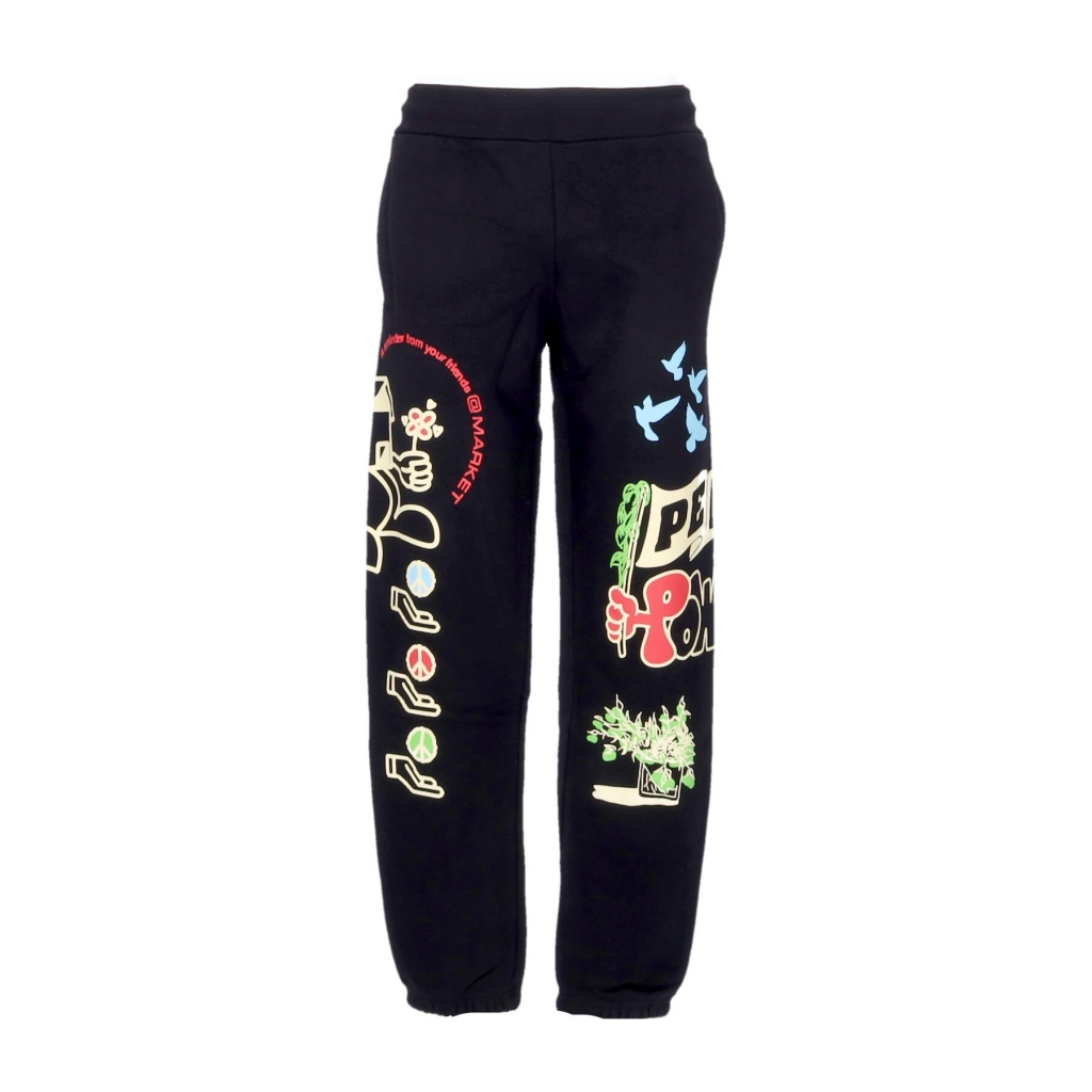 pantalone tuta felpato uomo peace and power sweatpants BLACK