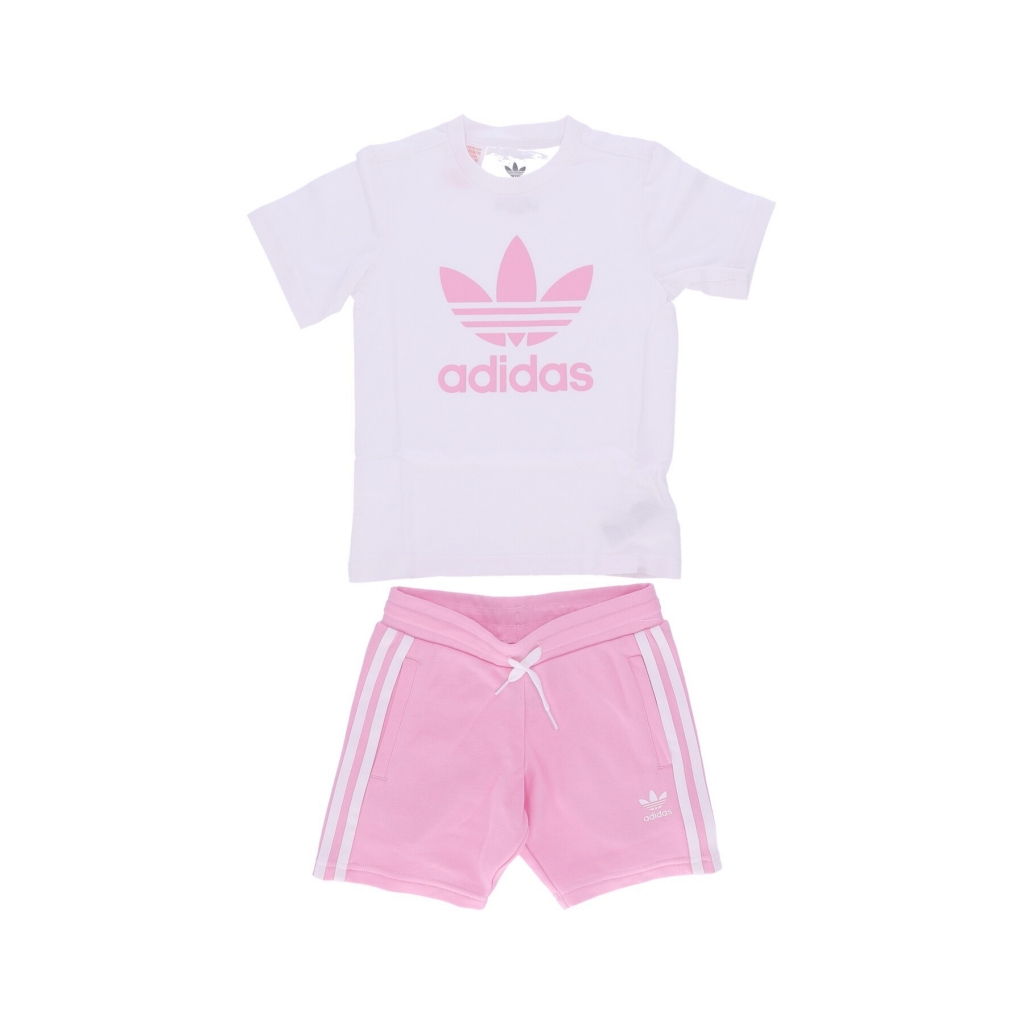 set t-shirt+short bambina short tee set WHITE/TRUE PINK