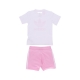 set t-shirt+short bambina short tee set WHITE/TRUE PINK