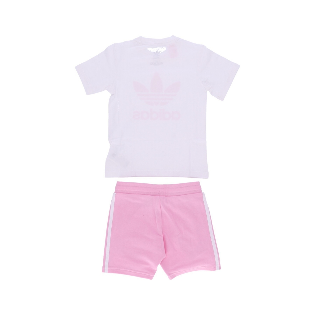 set t-shirt+short bambina short tee set WHITE/TRUE PINK