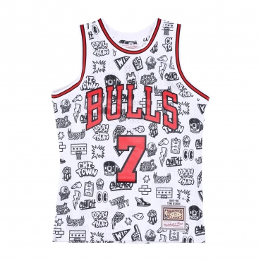 canotta basket uomo nba doodle swingman jersey hardwood classics no 7 toni kukoc 1997-98 chibul WHITE/ORIGINAL TEAM COLORS