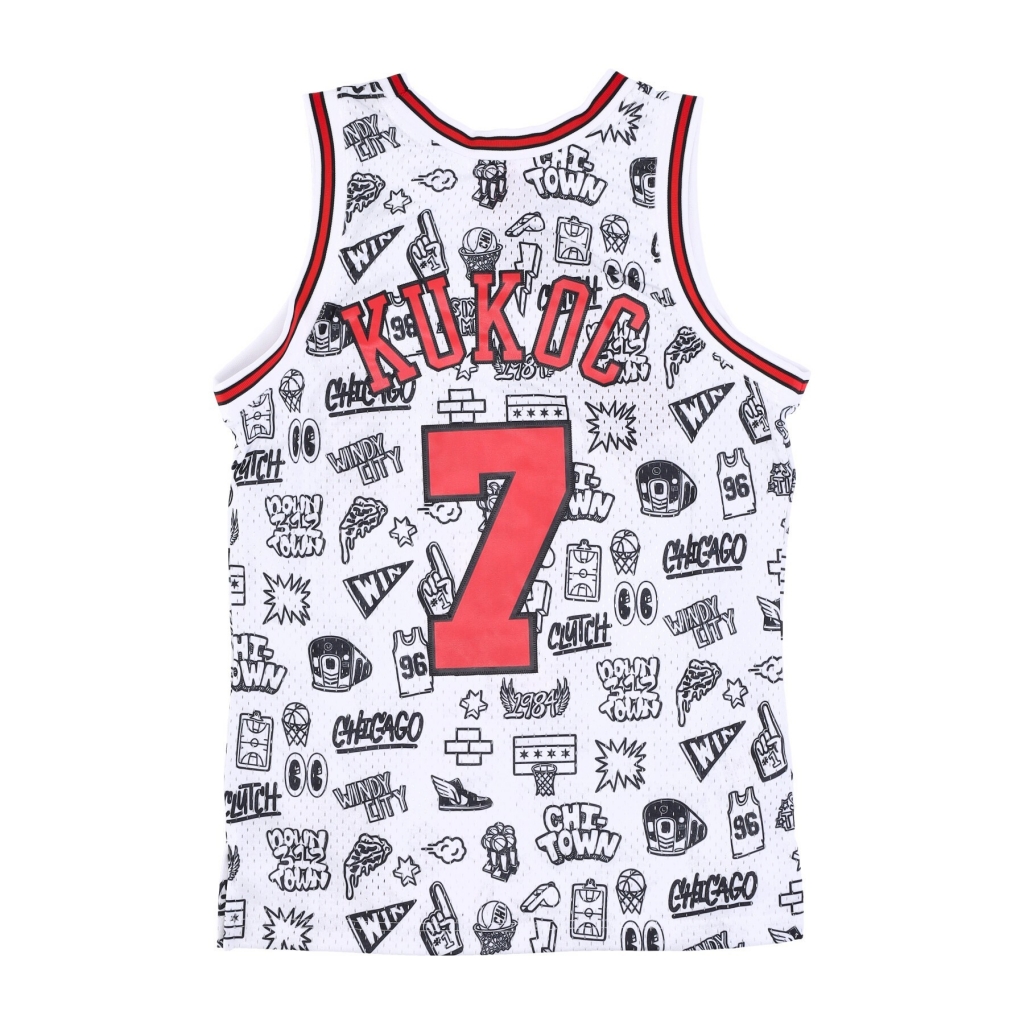 canotta basket uomo nba doodle swingman jersey hardwood classics no 7 toni kukoc 1997-98 chibul WHITE/ORIGINAL TEAM COLORS