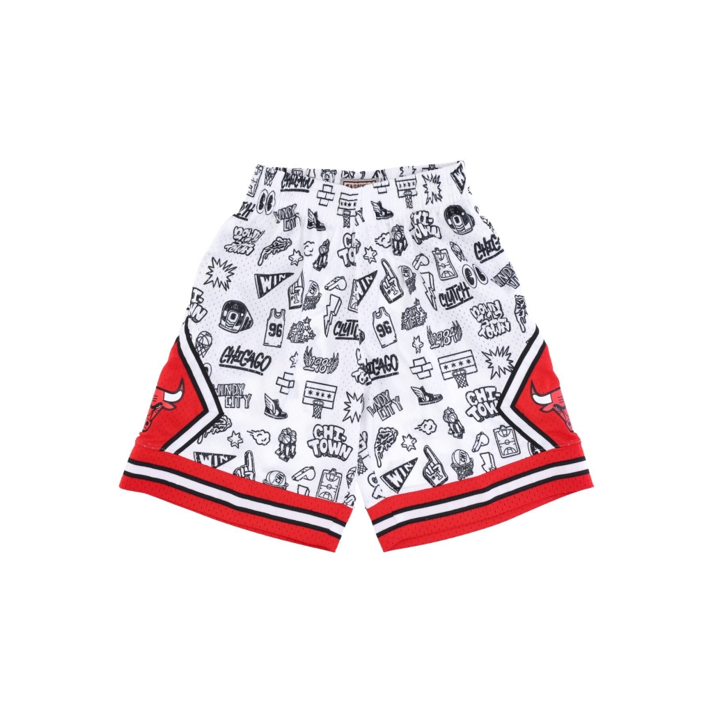 pantaloncino basket uomo nba doodle swingman shorts hardwood classics chibul WHITE/ORIGINAL TEAM COLORS