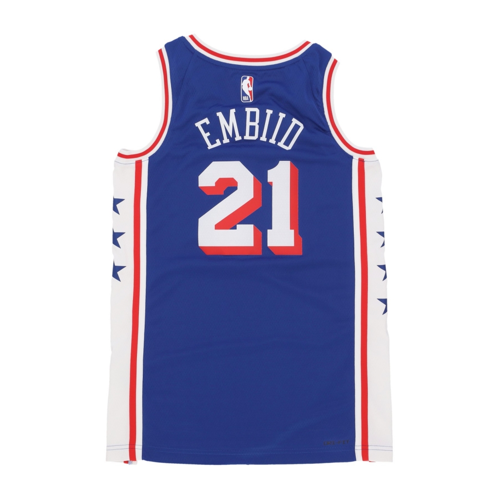 canotta basket uomo nba icon 23 dri-fit swingman jersey no 21 joel embiid phi76e RUSH BLUE