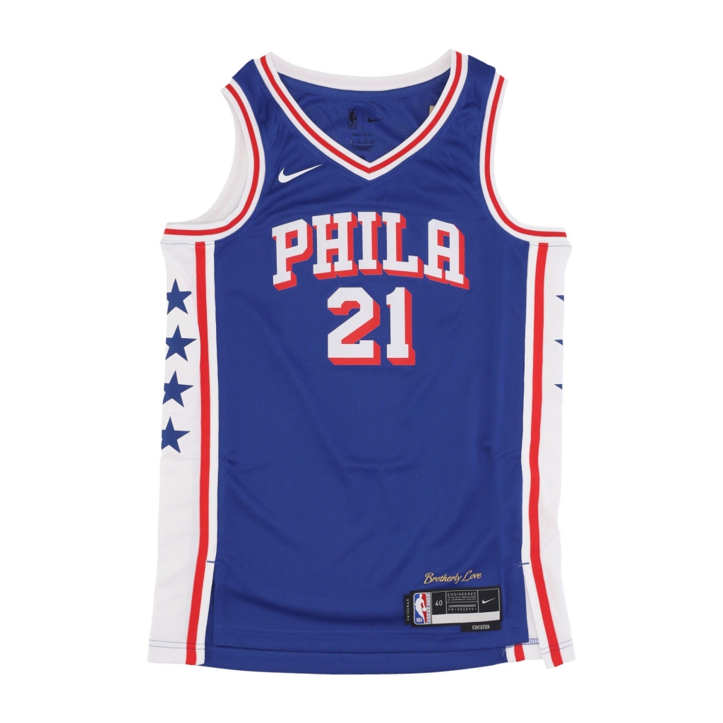 canotta basket uomo nba icon 23 dri-fit swingman jersey no 21 joel embiid phi76e RUSH BLUE