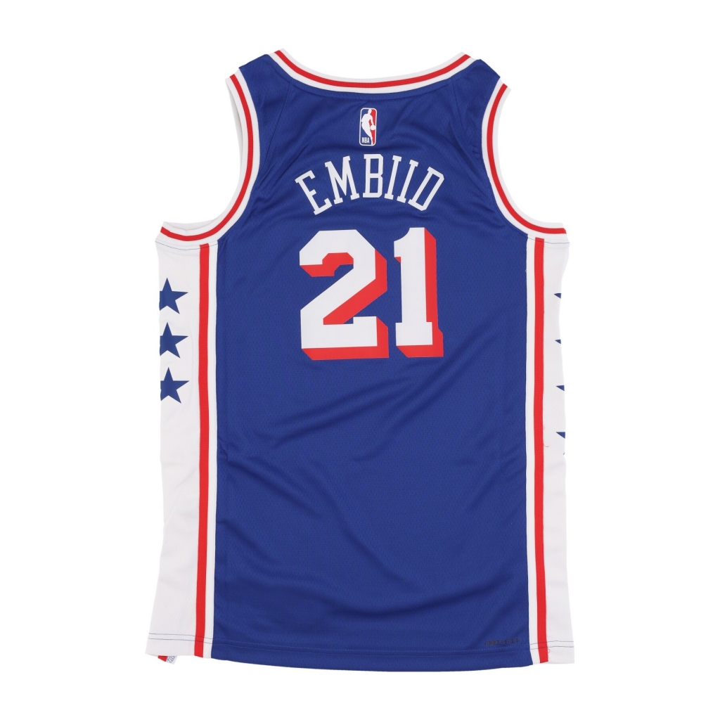 canotta basket uomo nba icon 23 dri-fit swingman jersey no 21 joel embiid phi76e RUSH BLUE