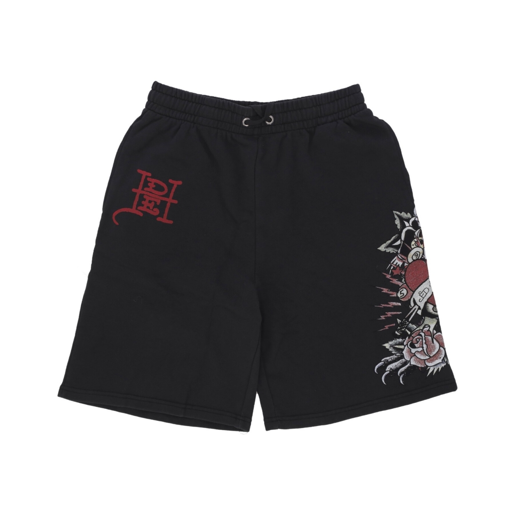 pantalone corto tuta felpato uomo panther roses sweatshorts BLACK