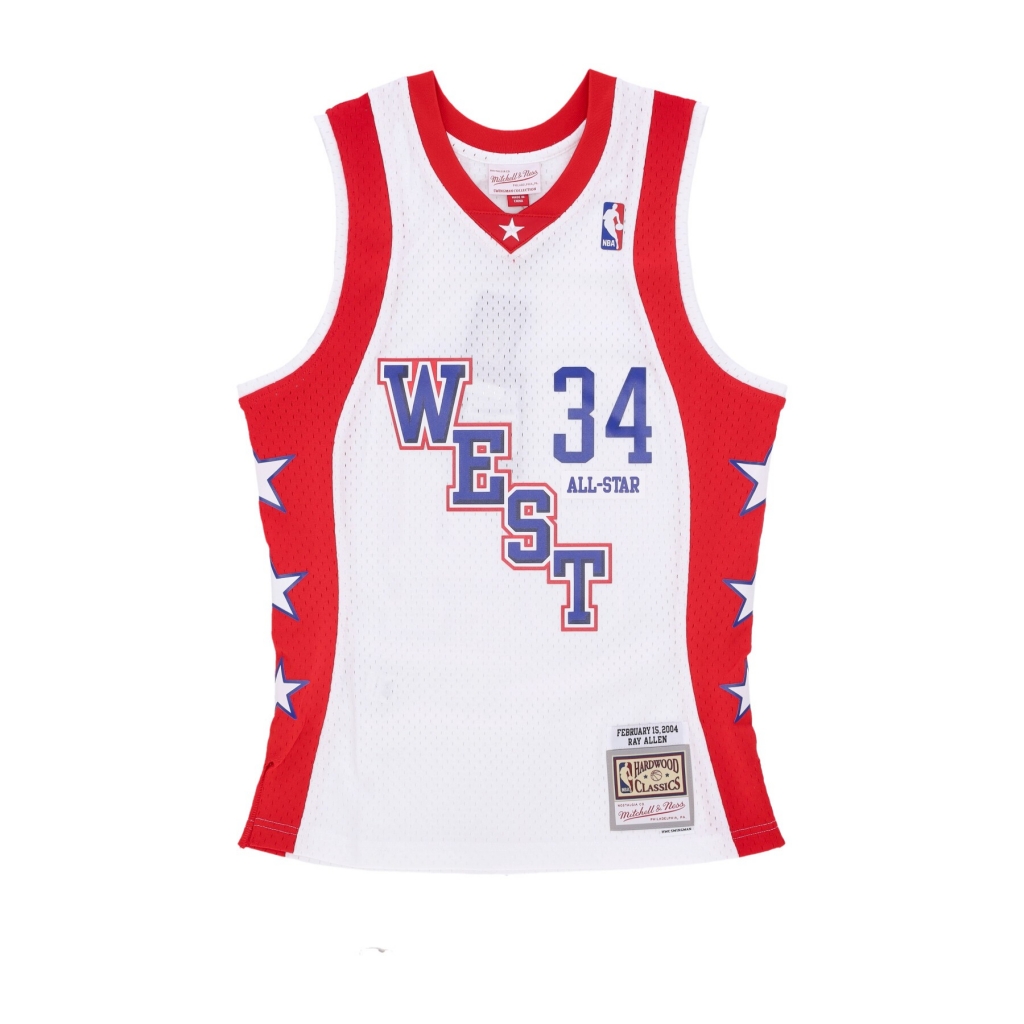 canotta basket uomo nba white jersey all star 2004 no 34 ray allen team west