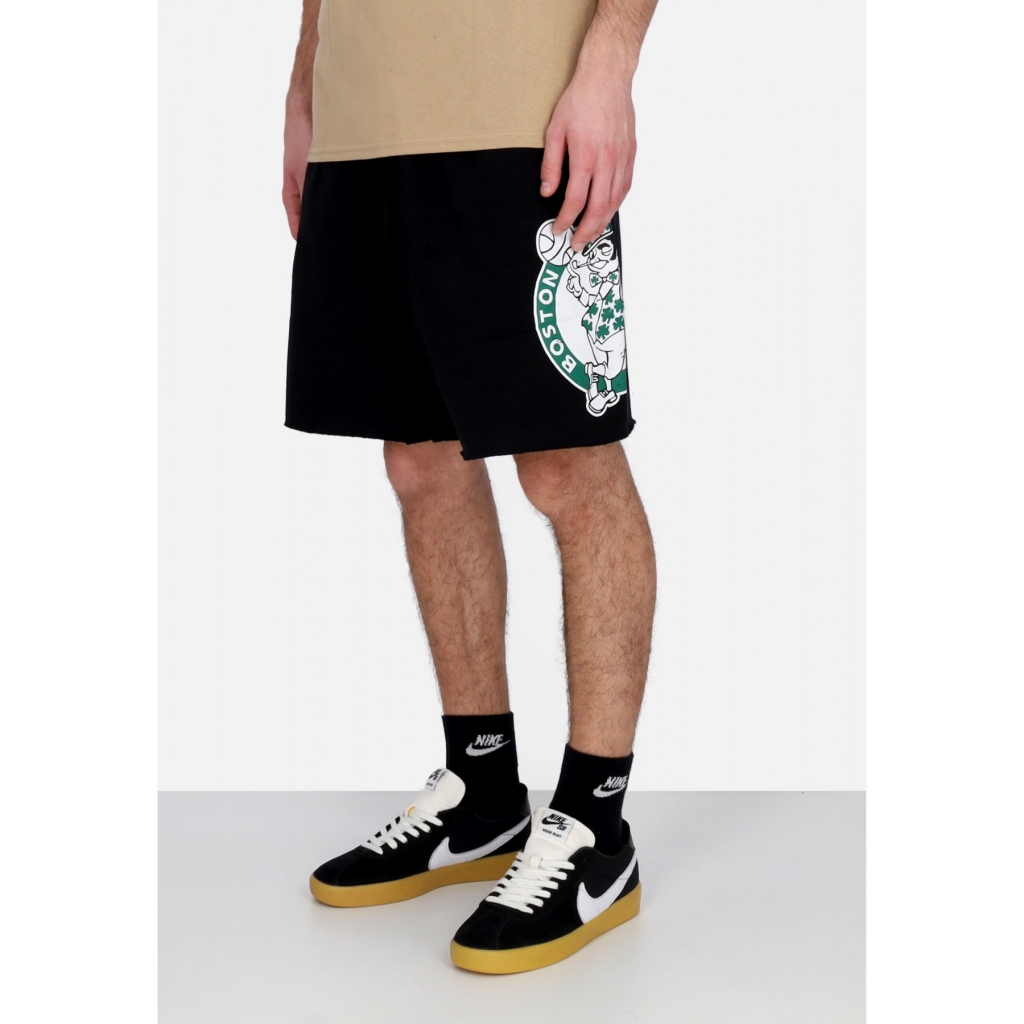 pantalone corto tuta felpato uomo nba postgame vintage logo fleece short boscel BLACK