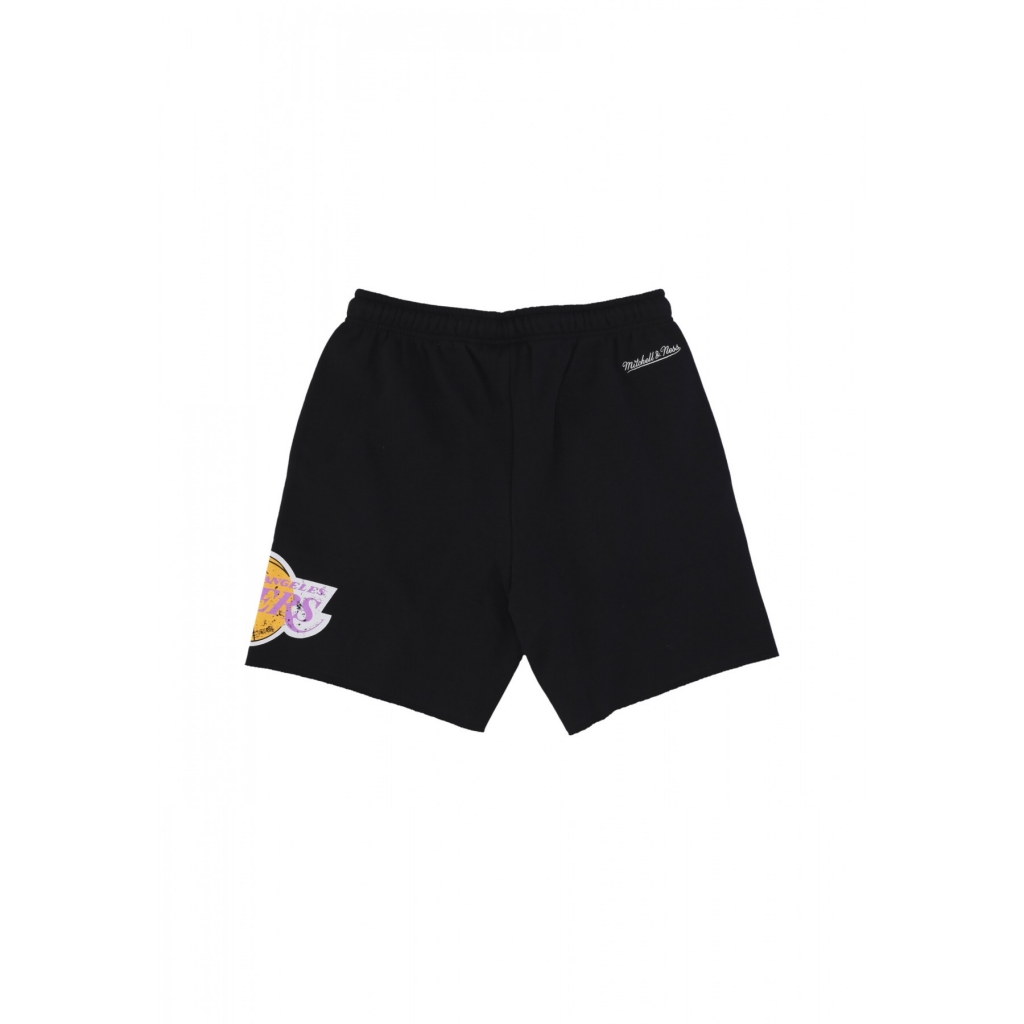 pantalone corto tuta felpato uomo nba postgame vintage logo fleece short loslak BLACK