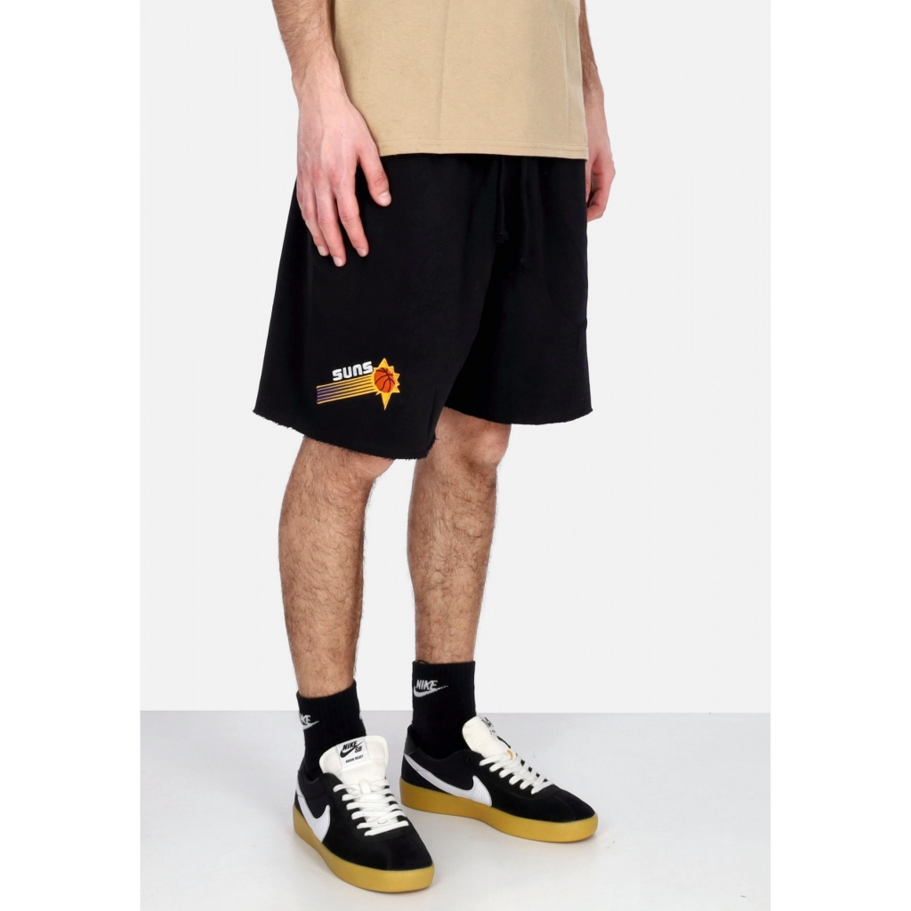 pantalone corto tuta felpato uomo nba postgame vintage logo fleece short phosun BLACK