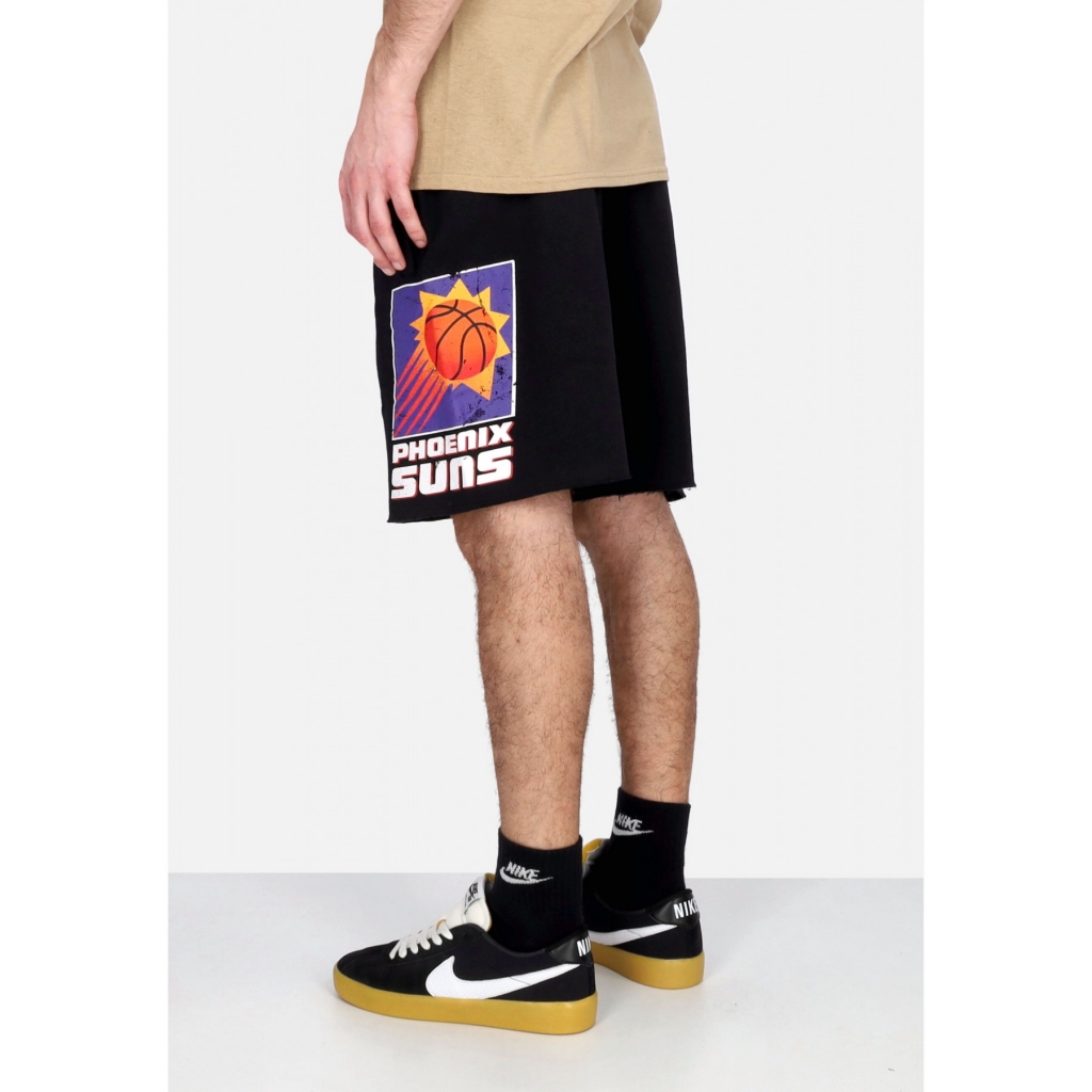 pantalone corto tuta felpato uomo nba postgame vintage logo fleece short phosun BLACK