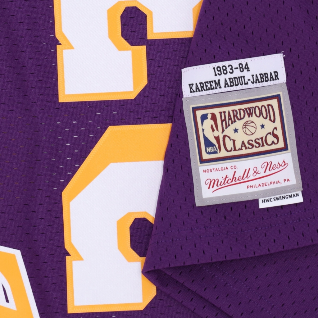 canotta basket uomo nba swingman jersey hardwood classics no 33 kareem abdul jabbar 1983-84 loslak ORIGINAL TEAM COLORS