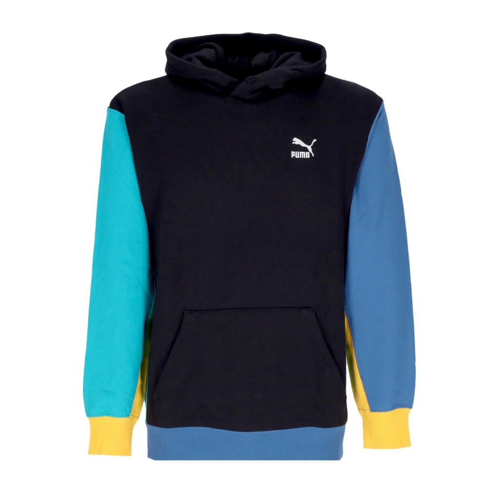 felpa leggera cappuccio uomo classic block hoodie LAKE BLUE