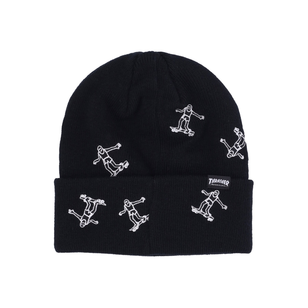 cappello uomo gonz pattern beanie BLACK