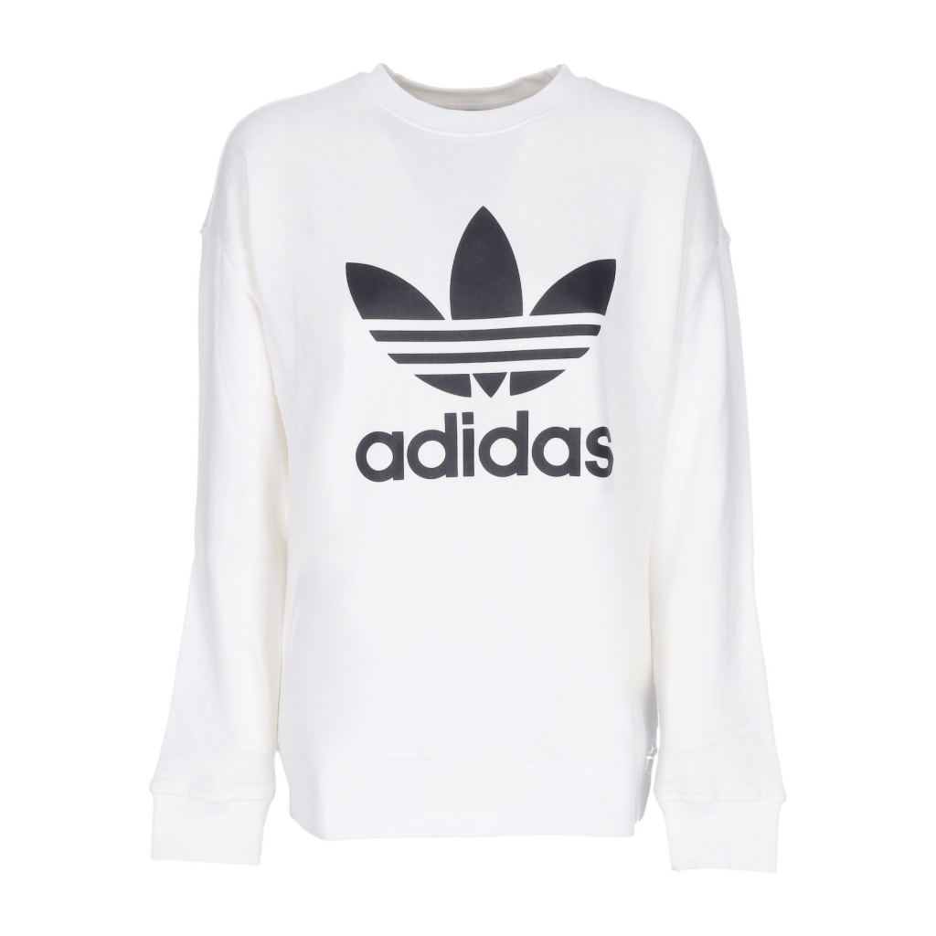 felpa leggera girocollo donna trefoil crewneck WHITE