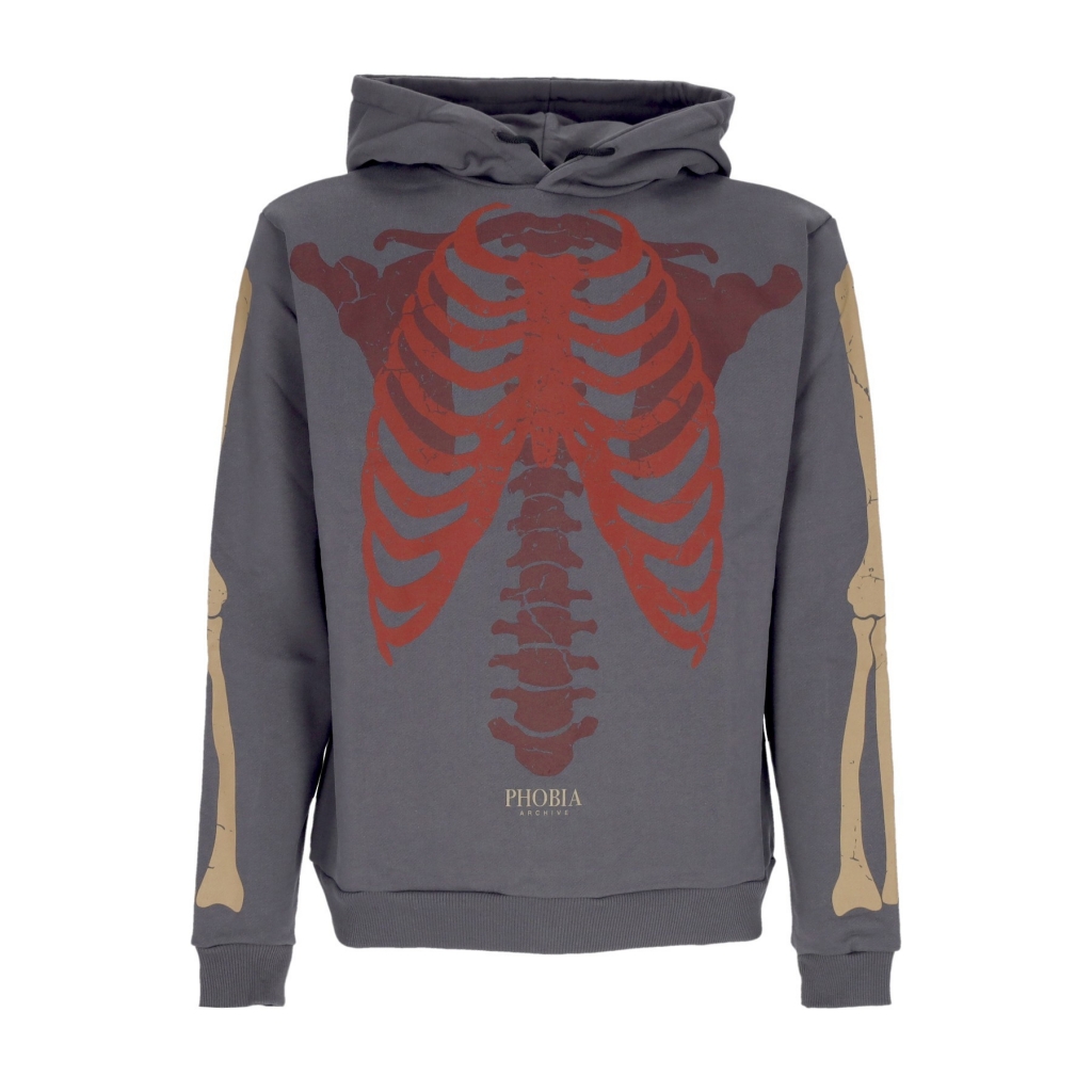 felpa leggera cappuccio uomo bones hoodie GREY/RED/BEIGE