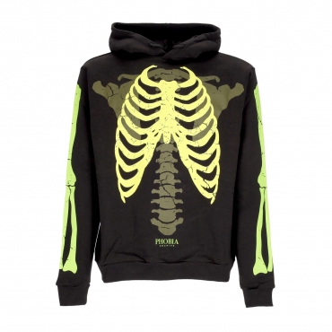 felpa leggera cappuccio uomo bones hoodie BLACK/GREEN/LIGHT GREEN