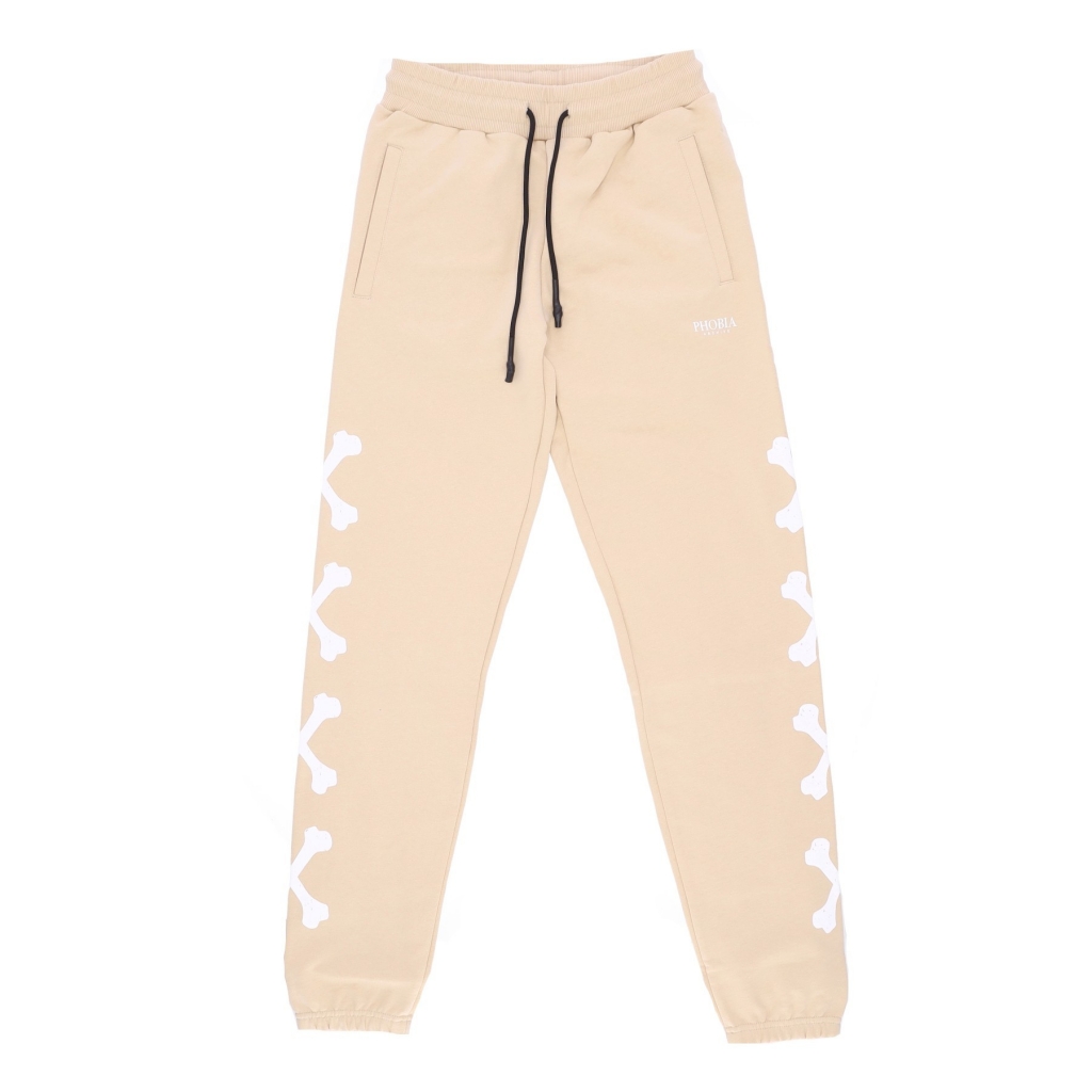 pantalone tuta leggero uomo cross bones pants BEIGE/WHITE