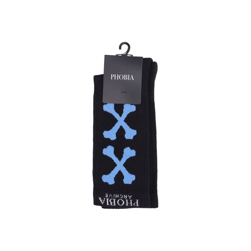 calza media uomo cross bones socks BLACK/LIGHT BLUE