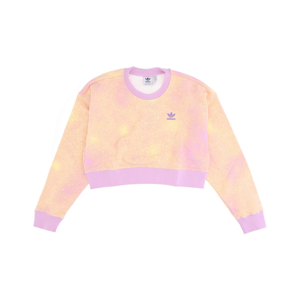 felpa leggera girocollo corta donna aop sweater BLISS LILAC/ALMOST YELLOW