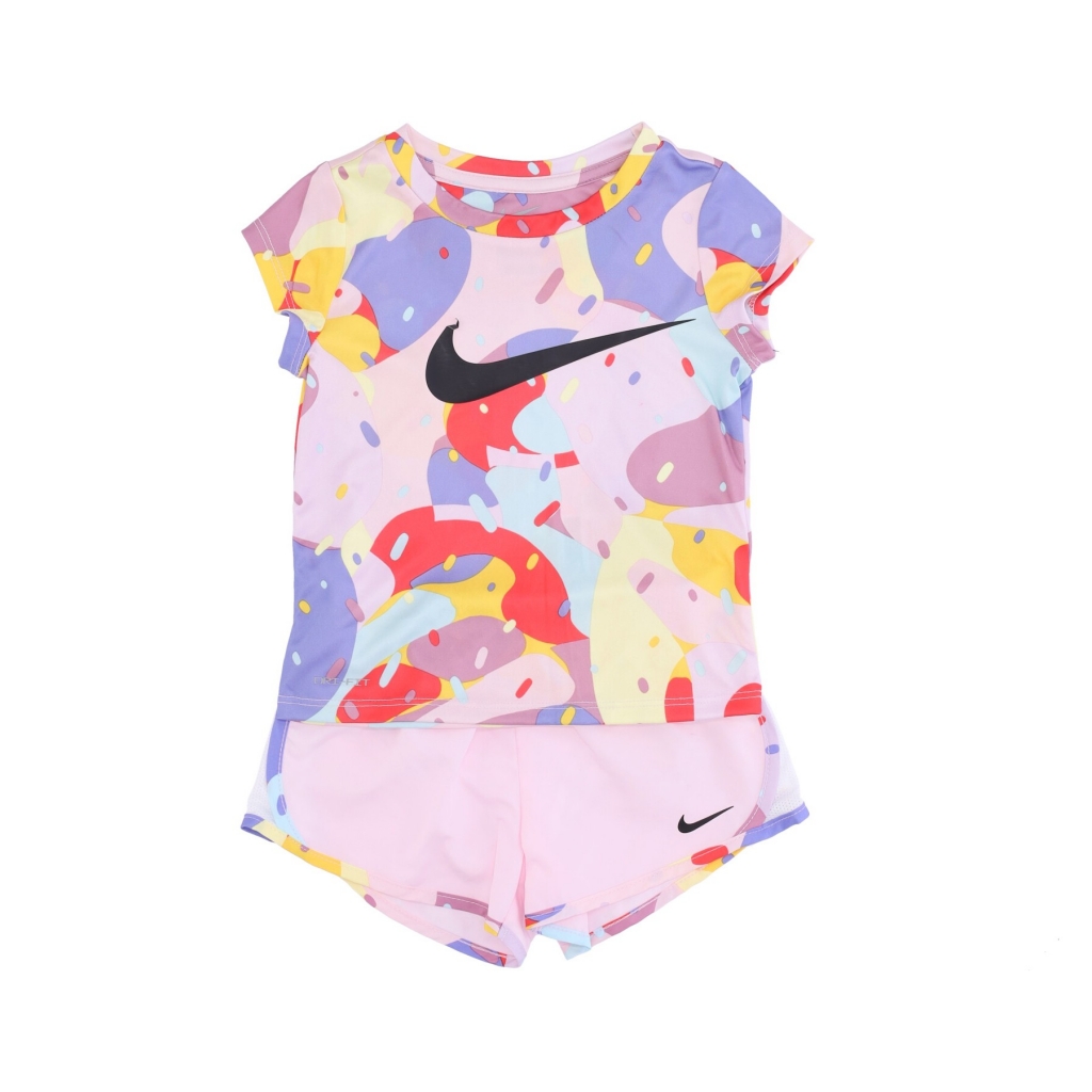 set t-shirt+short bambina dri fit printed tee  tempo shorts PINK FOAM