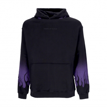 felpa cappuccio uomo negative flames hoodie BLACK/PURPLE