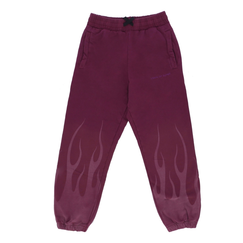 pantalone tuta felpato uomo corrosive flames pants GRAPE WINE