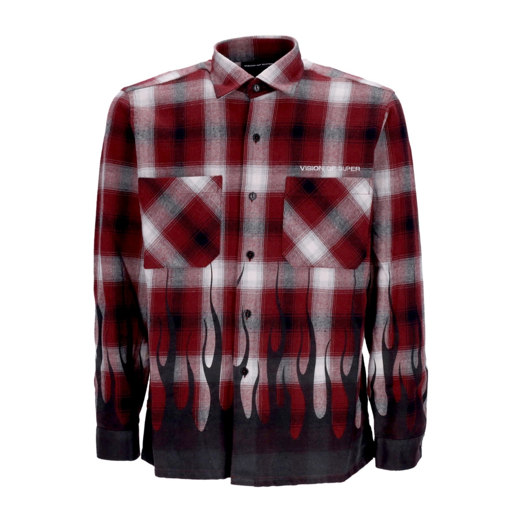 camicia manica lunga uomo flames shirt GRAPE WINE