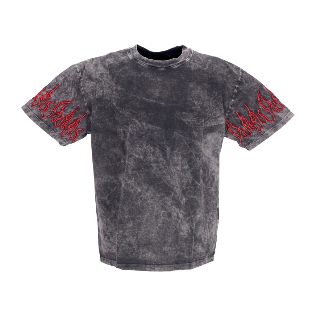 maglietta uomo embroidered flames tee GREY/RED