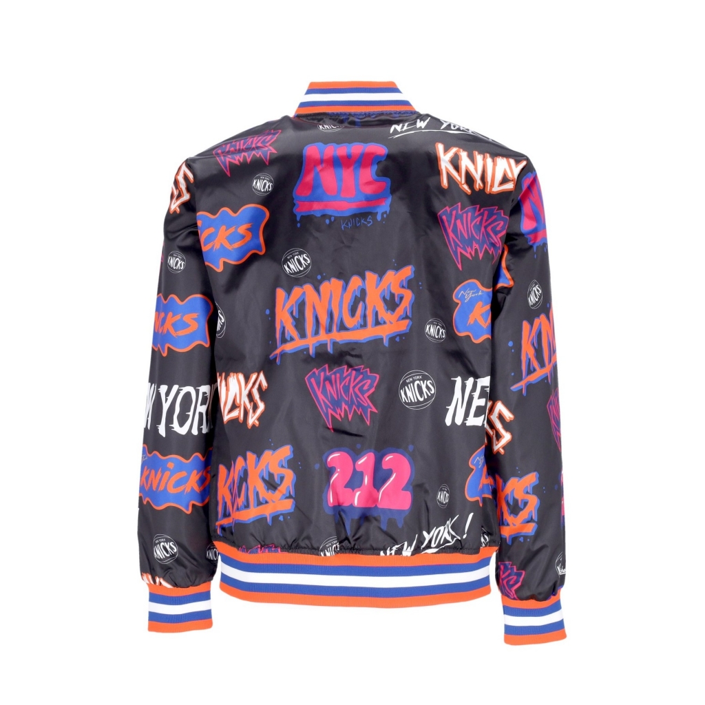 giubbotto bomber uomo nba slap sticker reversible jacket hardwood classics neykni BLACK