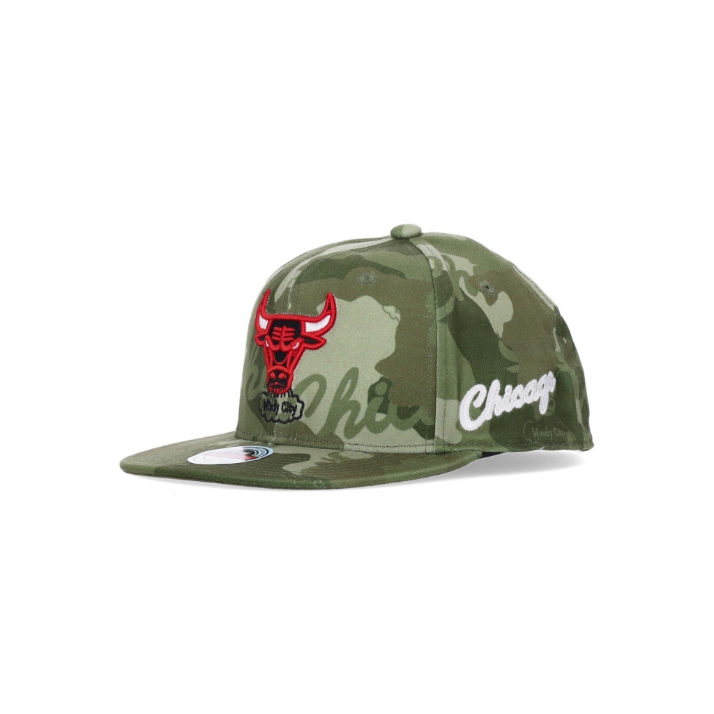 cappellino visiera piatta uomo nba tonal camo stretch fitted hardwood classics chibul CAMO GREEN