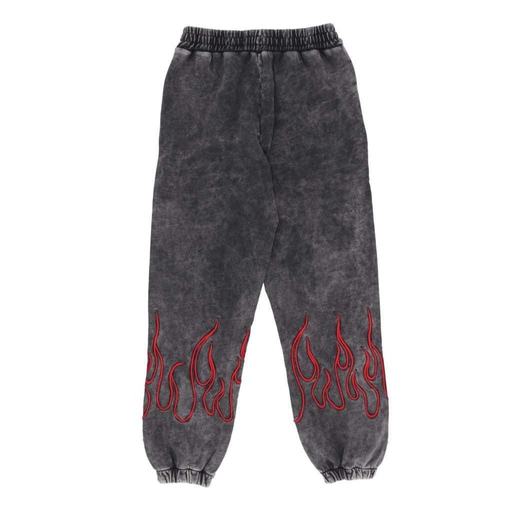 pantalone tuta felpato uomo embroidered flames pants GREY/RED