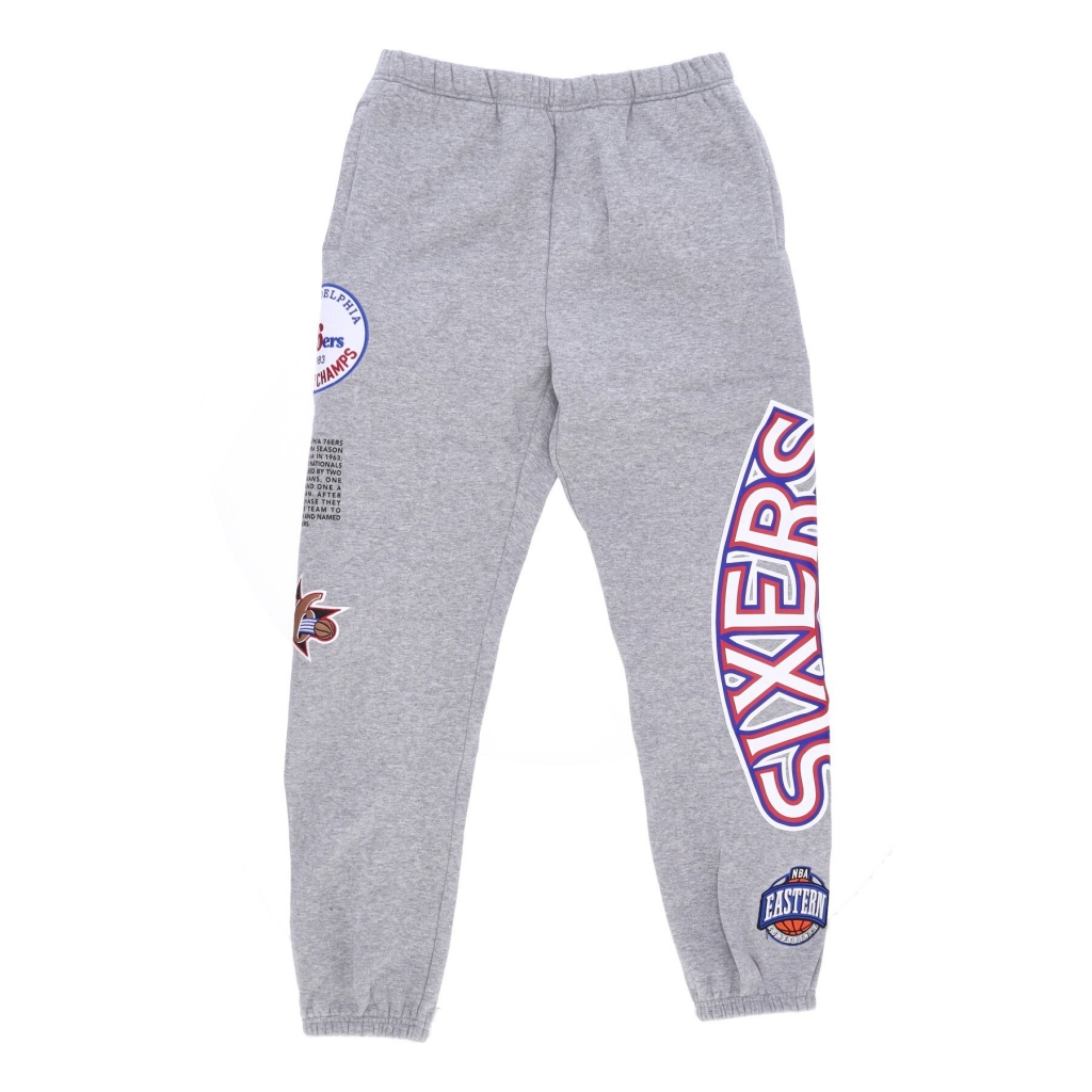 pantalone tuta felpato uomo nba team origins fleece pant hardwood classics phi76e GREY HEATHER