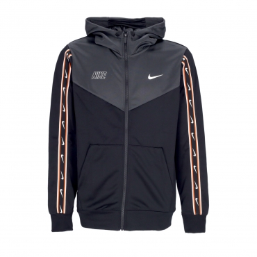 giacca tuta cappuccio uomo sportswear repeat sw pk full-zip hoodie BLACK/DK SMOKE GREY/WHITE