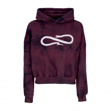 felpa leggera cappuccio corta donna logo crop hoodie TIE DYE BROWN