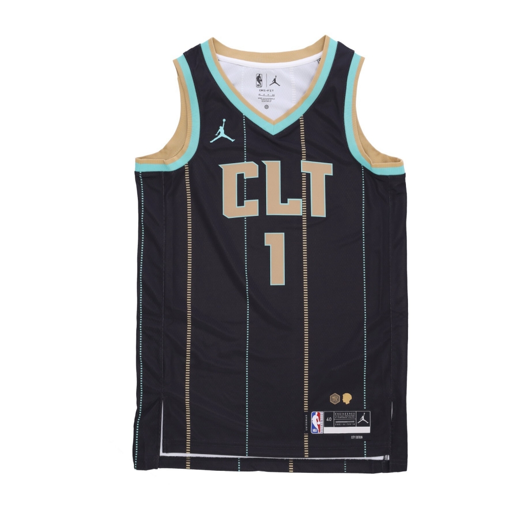 canotta basket uomo nba city edition 22 dri-fit swingman jersey no 1 lamelo ball chahor BLACK