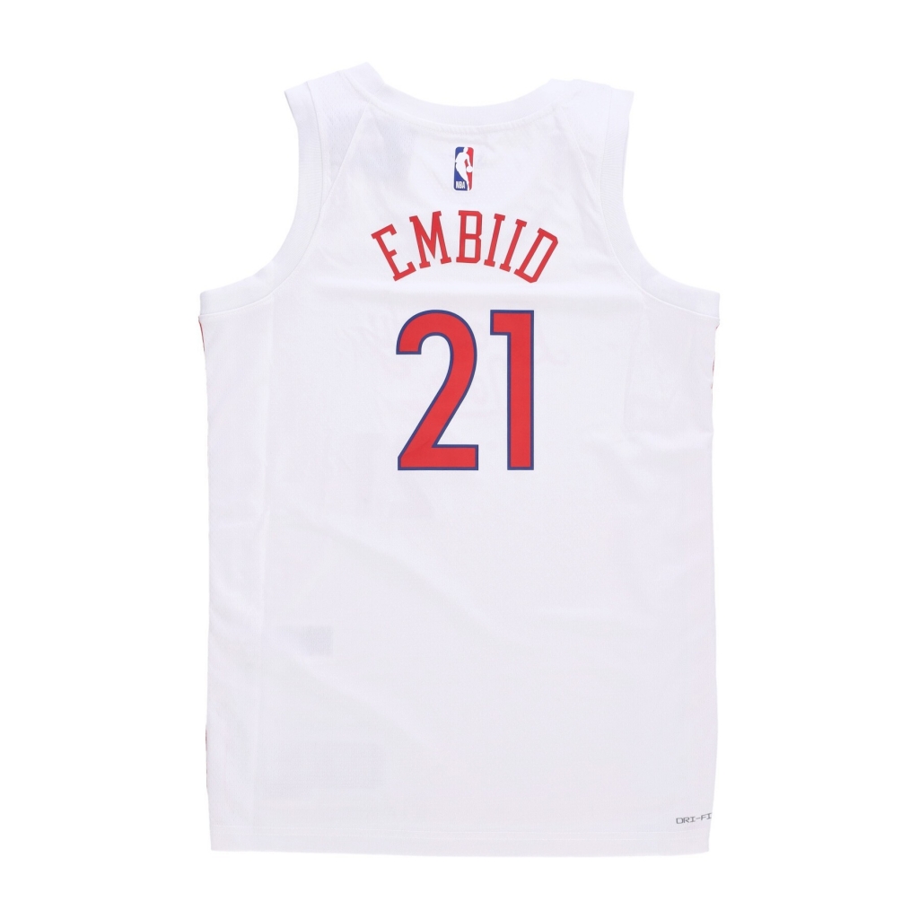 canotta basket uomo nba city edition 22 dri-fit swingman jersey no 21 joel embiid phi76e WHITE