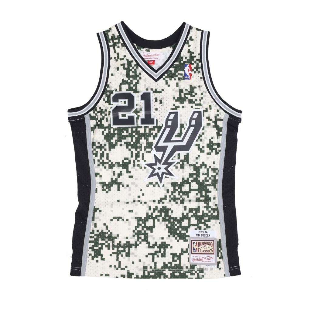 canotta basket uomo nba alternate jersey hardwood classics no 21 tim duncan 2013-14 saaspu CAMO/ORIGINAL TEAM COLORS