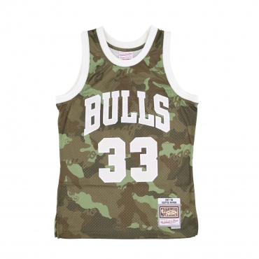 canotta basket uomo nba ghost green camo swingman jersey hardwood classics no 33 scottie pippen 1997-98 chibul CAMO/GREEN