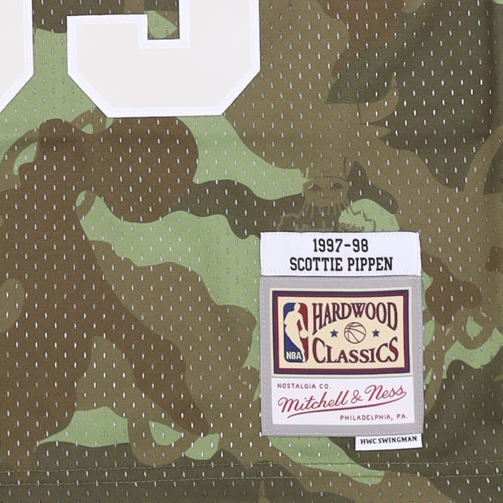 canotta basket uomo nba ghost green camo swingman jersey hardwood classics no 33 scottie pippen 1997-98 chibul CAMO/GREEN