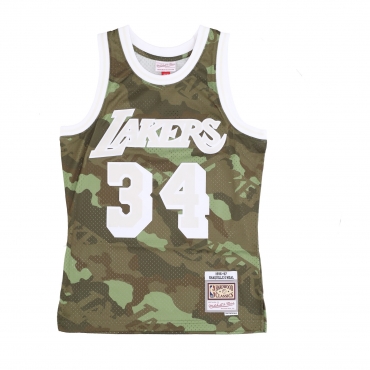 canotta basket uomo nba ghost green camo swingman jersey hardwood classics no 34 shaquille oneal 1996-97 loslak CAMO/GREEN