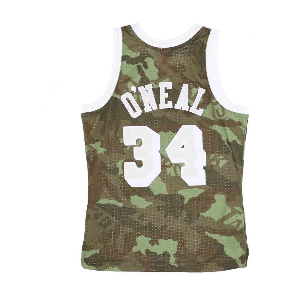 canotta basket uomo nba ghost green camo swingman jersey hardwood classics no 34 shaquille oneal 1996-97 loslak CAMO/GREEN