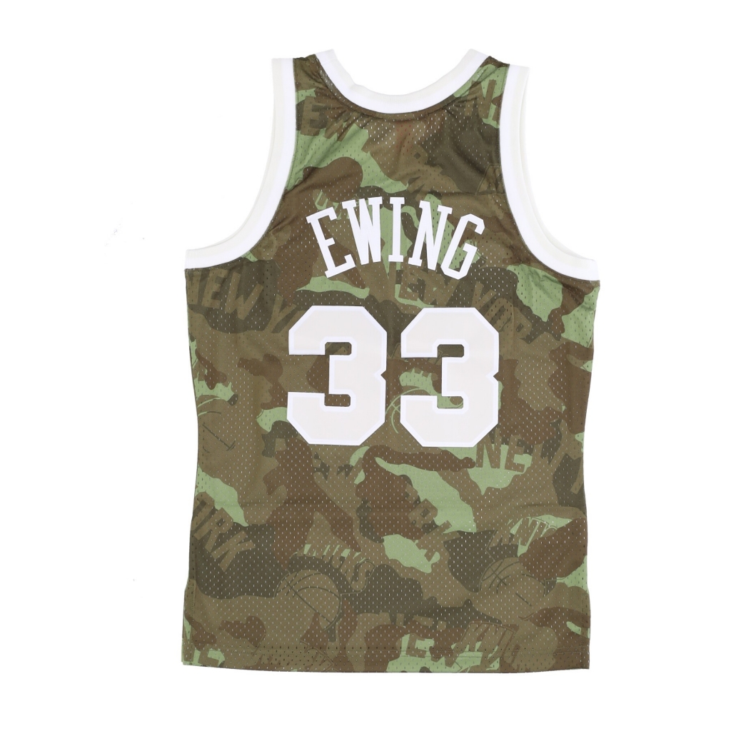 canotta basket uomo nba ghost green camo swingman jersey hardwood classics no 33 patrick ewing 1991-92 neykni CAMO/GREEN