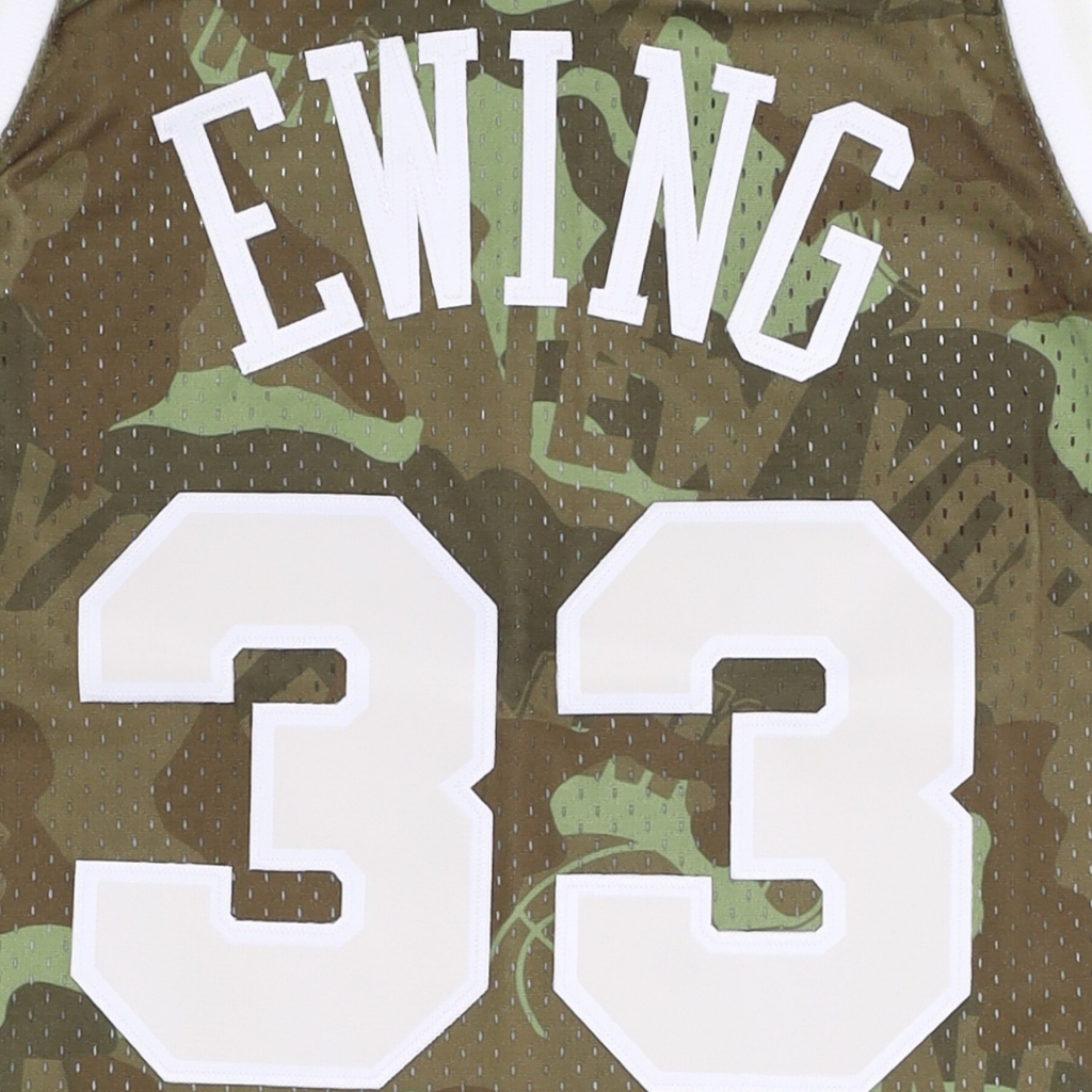 canotta basket uomo nba ghost green camo swingman jersey hardwood classics no 33 patrick ewing 1991-92 neykni CAMO/GREEN