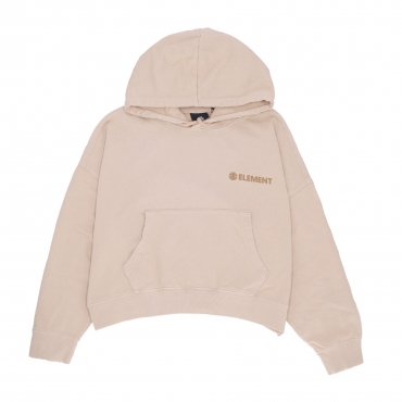 felpa leggera cappuccio corta donna logo hoodie OXFORD TAN