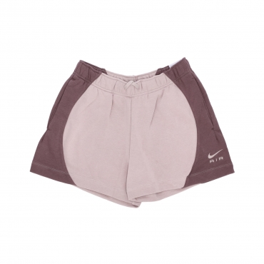 pantalone corto tuta felpato donna sportswear air mid-rise fleece short FOSSIL STONE/PLUM ECLIPSE/FOSSIL STONE