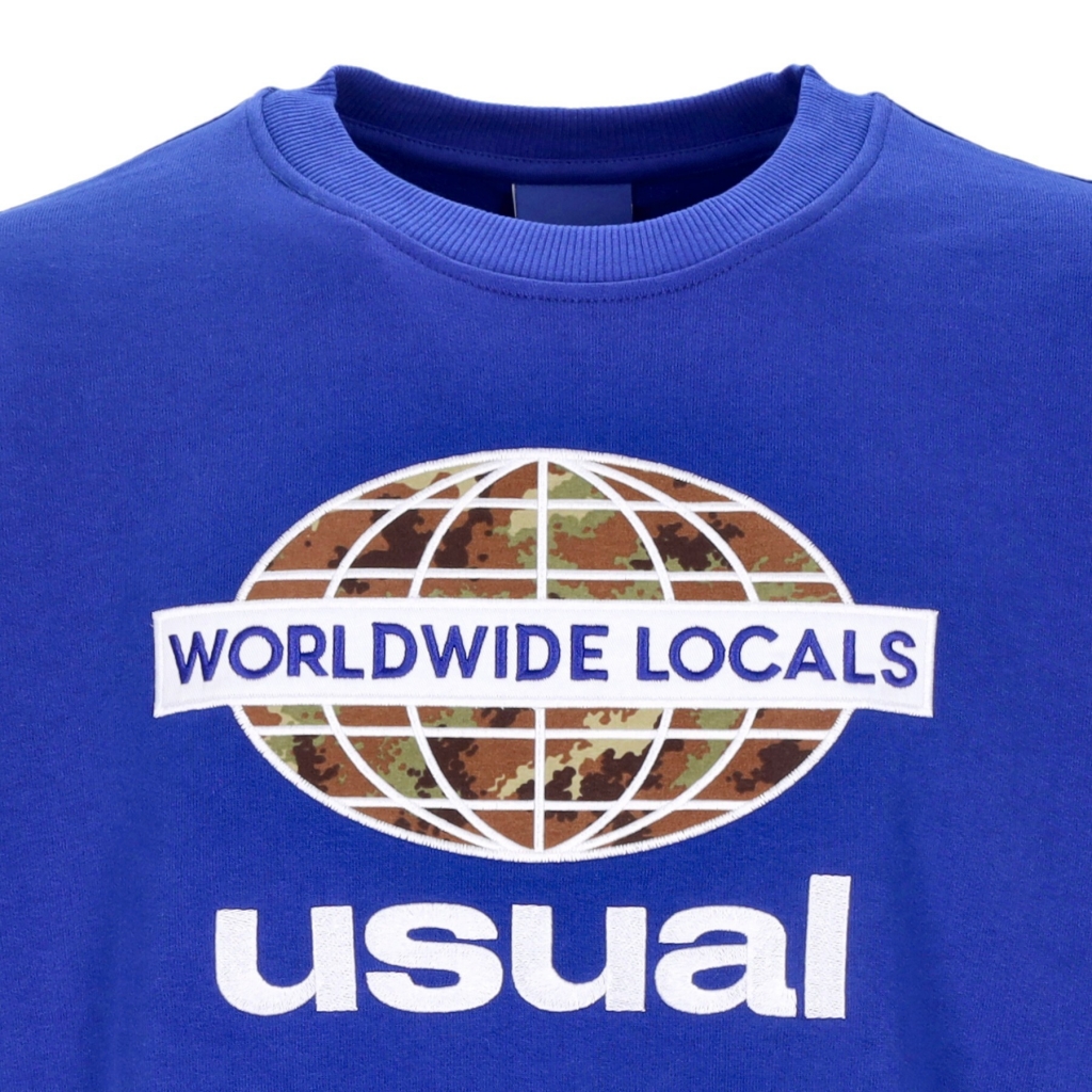 felpa leggera girocollo uomo worldwide locals crewneck BLUE