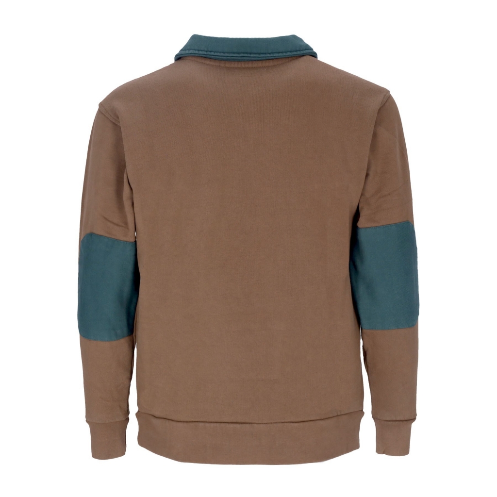 polo manica lunga uomo half zip rugby sweatshirt MILK CHOCOLATE