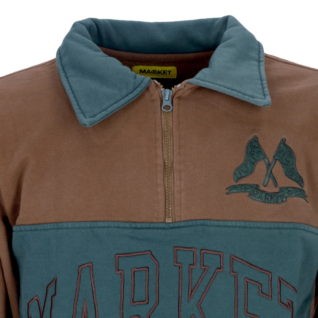 polo manica lunga uomo half zip rugby sweatshirt MILK CHOCOLATE